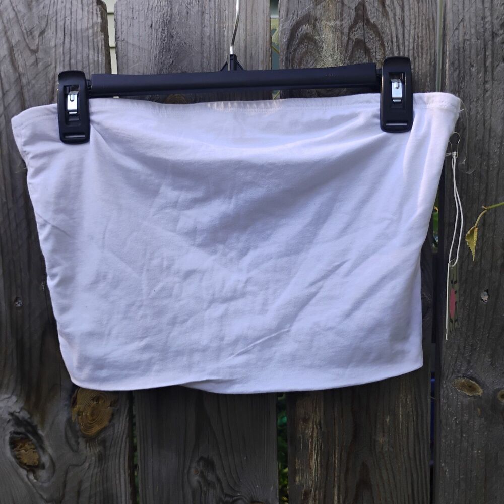 Active USA Solid White Tube Top Womens Large Strapless Bandeau Crop Top NWT